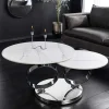 Riess-Ambiente Couchtische & Truhen > Design Couchtisch DANCING RINGS weiß rund drehbar Marmor Keramik Chrome Gestell