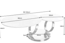 Riess-Ambiente Couchtische & Truhen > Design Couchtisch DANCING RINGS weiß rund drehbar Marmor Keramik Chrome Gestell