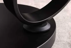 Riess-Ambiente Couchtische & Truhen > Design Couchtisch DANCING RINGS rost rund drehbar Travertin Keramik schwarz Gestell