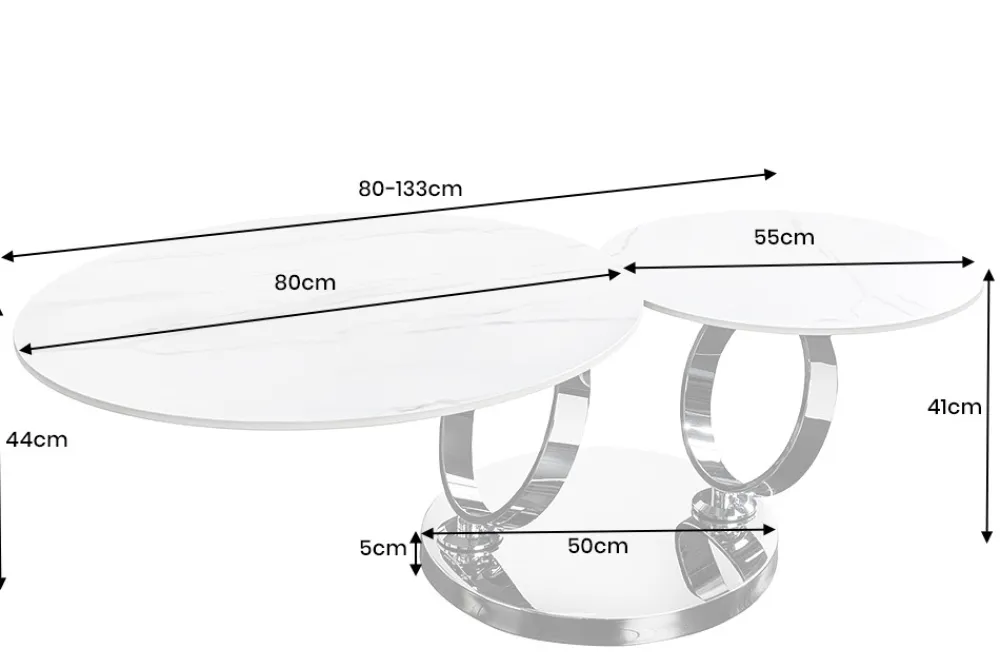 Riess-Ambiente Couchtische & Truhen > Design Couchtisch DANCING RINGS rost rund drehbar Travertin Keramik schwarz Gestell