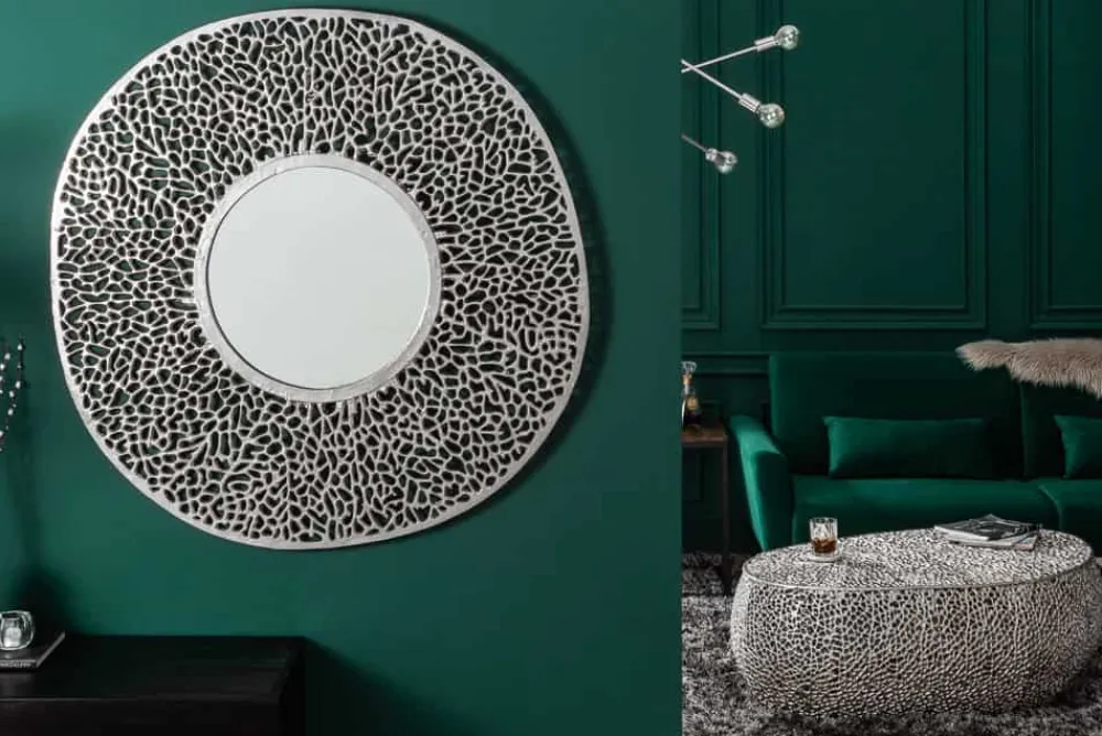 Riess-Ambiente Couchtische & Truhen > Design Couchtisch LEAF 130cm silber Metall-Aluminium-Legierung handmade