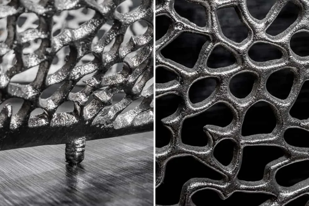 Riess-Ambiente Couchtische & Truhen > Design Couchtisch LEAF 130cm silber Metall-Aluminium-Legierung handmade
