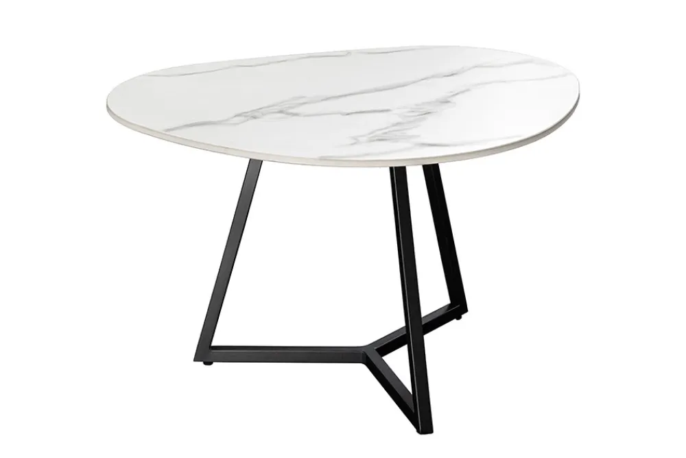 Riess-Ambiente Couchtische & Truhen > Design Couchtisch MARVELOUS 70cm weiß Marmor Keramik schwarzes Metall
