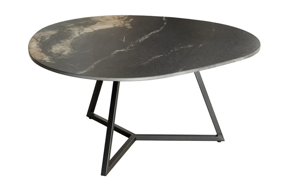 Riess-Ambiente Couchtische & Truhen > Design Couchtisch MARVELOUS 90cm schwarz gold sand Aurora Oro Keramik Metall