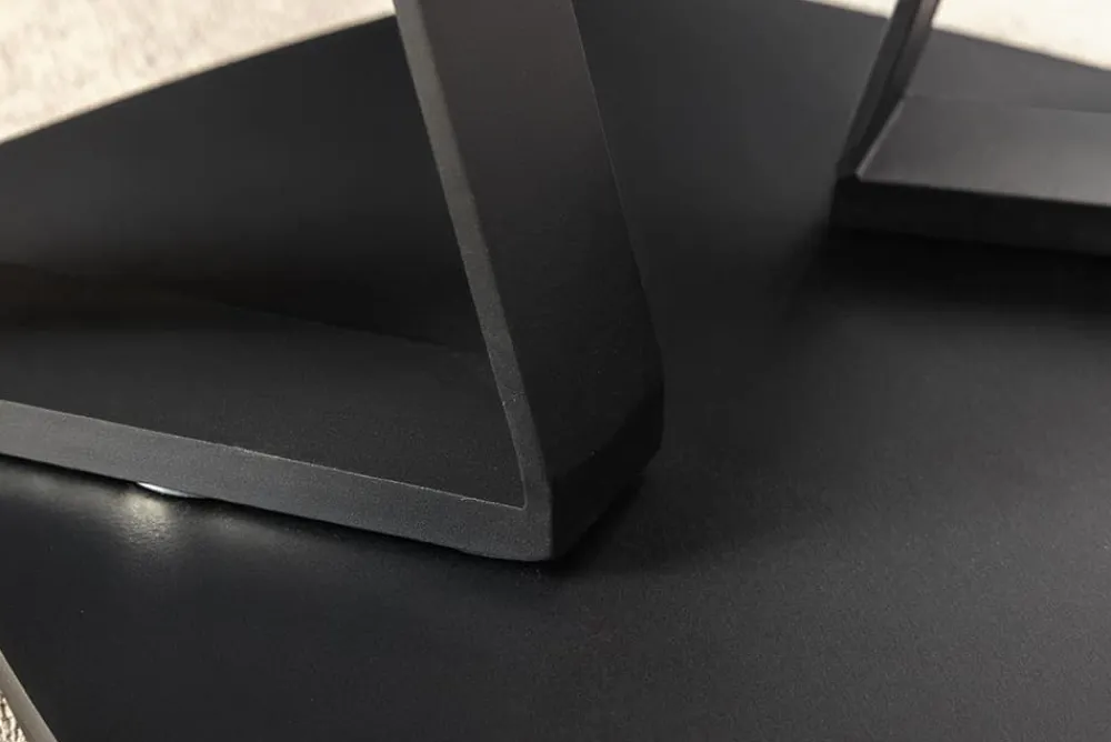 Riess-Ambiente Couchtische & Truhen > Design Couchtisch MOVEMENT rost Pentagon drehbar Travertin Keramik schwarz Metall