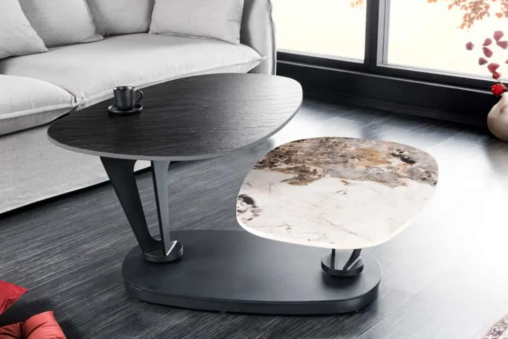 Riess-Ambiente Couchtische & Truhen > Design Couchtisch MOVEMENT schwarz rund drehbar Pandora Keramik Metallgestell