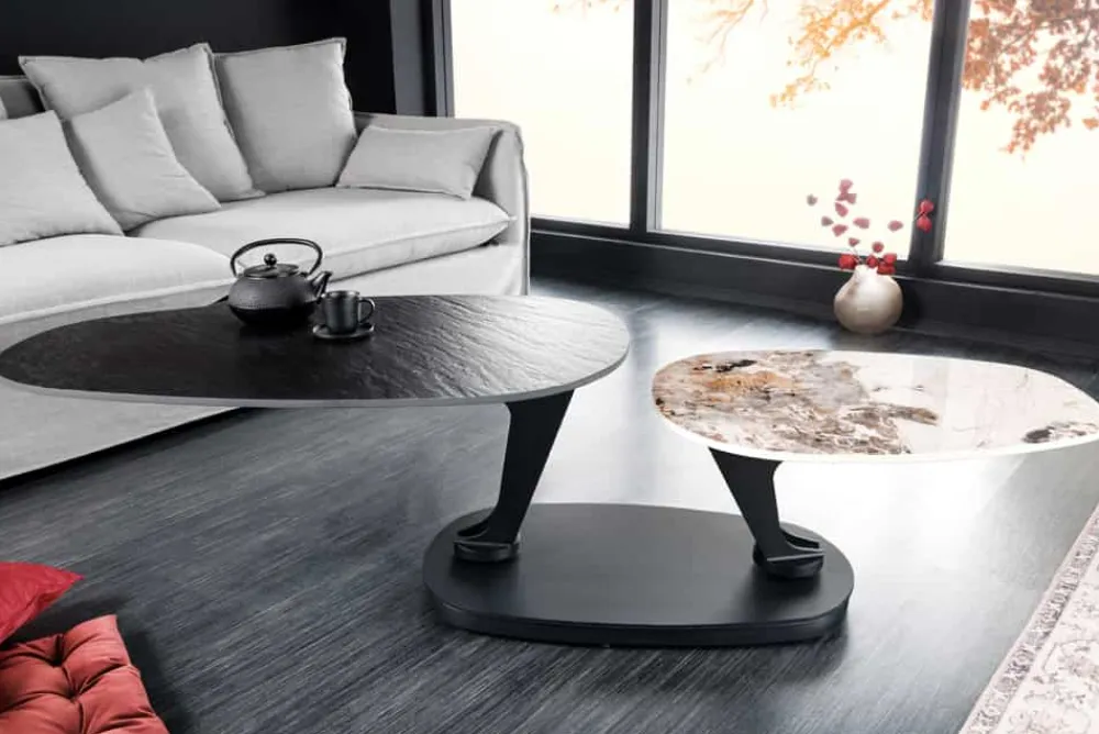Riess-Ambiente Couchtische & Truhen > Design Couchtisch MOVEMENT schwarz rund drehbar Pandora Keramik Metallgestell