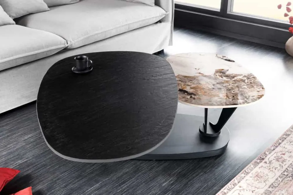 Riess-Ambiente Couchtische & Truhen > Design Couchtisch MOVEMENT schwarz rund drehbar Pandora Keramik Metallgestell