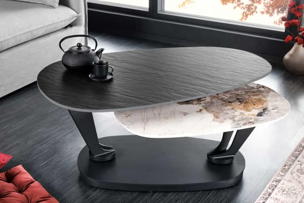 Riess-Ambiente Couchtische & Truhen > Design Couchtisch MOVEMENT schwarz rund drehbar Pandora Keramik Metallgestell