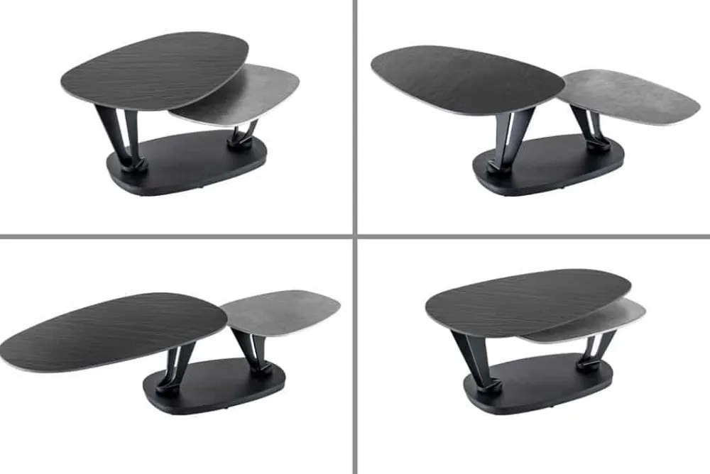 Riess-Ambiente Couchtische & Truhen > Design Couchtisch MOVEMENT schwarz grau rund drehbar Keramik Metallgestell