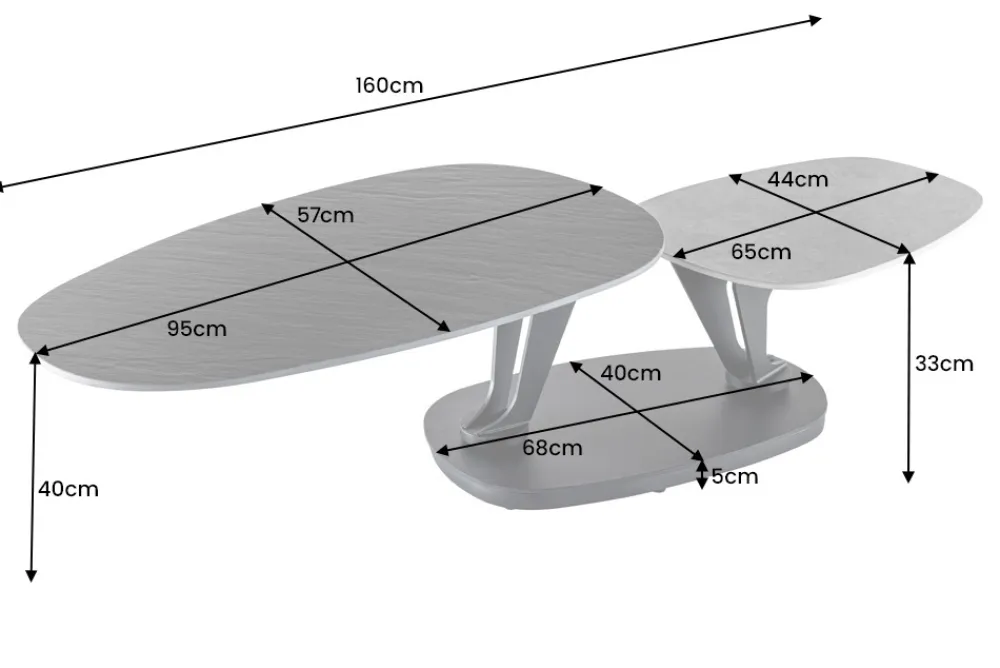 Riess-Ambiente Couchtische & Truhen > Design Couchtisch MOVEMENT schwarz grau rund drehbar Keramik Metallgestell