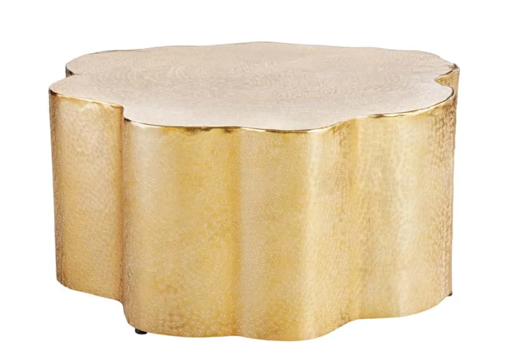 Riess-Ambiente Goldene Möbel|Couchtische & Truhen > Design Couchtisch ORGANIC ORIENT 75cm gold Handarbeit
