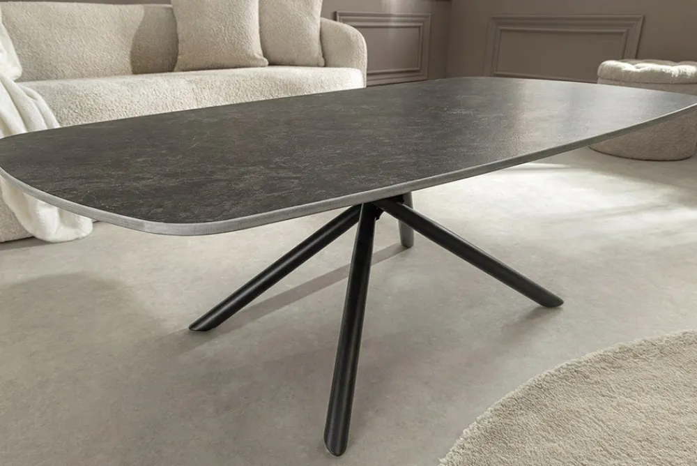Riess-Ambiente Couchtische & Truhen > Design Couchtisch OSAKA 110cm anthrazit Keramik schwarz Metall mit Sterngestell