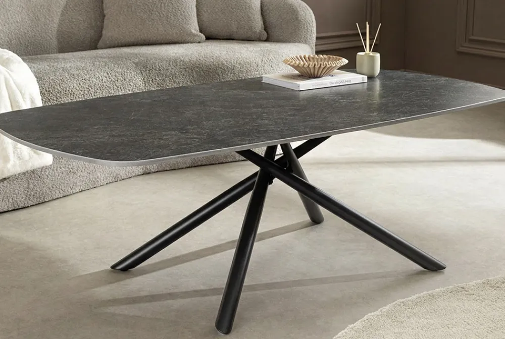 Riess-Ambiente Couchtische & Truhen > Design Couchtisch OSAKA 110cm anthrazit Keramik schwarz Metall mit Sterngestell