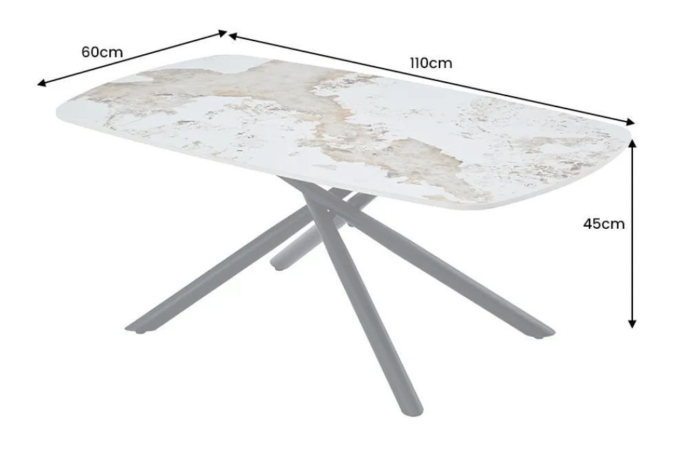 Riess-Ambiente Couchtische & Truhen > Design Couchtisch OSAKA 110cm weiß schwarz Pandora Keramik mit Sterngestell