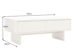 Riess-Ambiente Couchtische & Truhen > Design Couchtisch SAVOY 120cm kaschmir weiß Keramik Marmor mit Schubladen