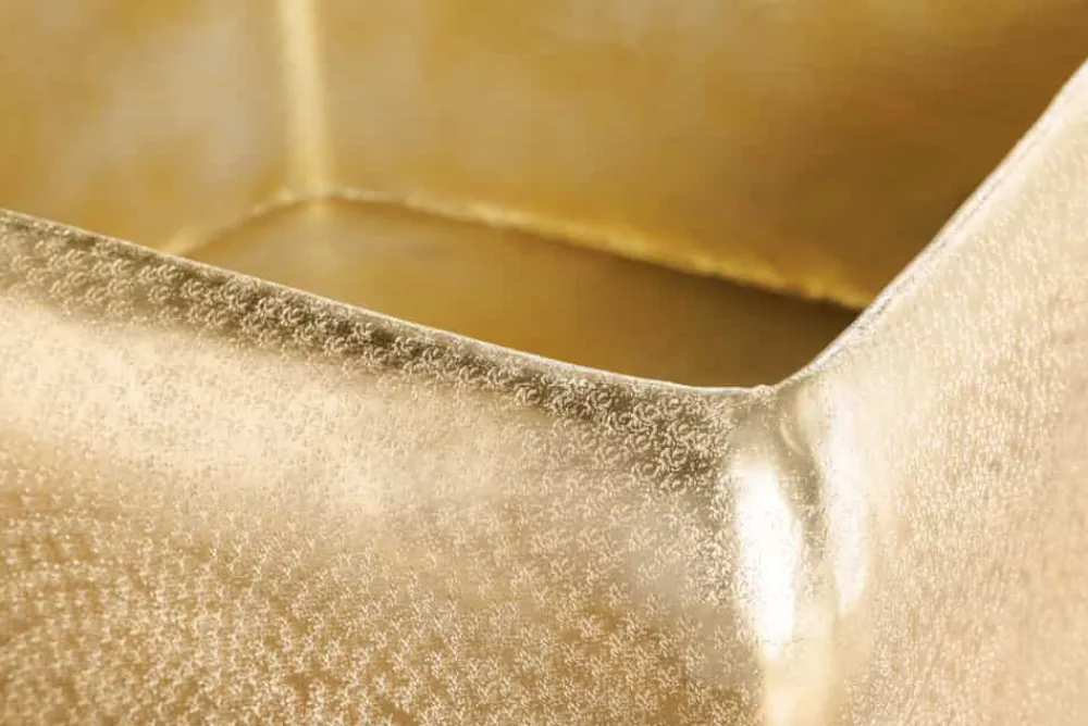 Riess-Ambiente Goldene Möbel|Couchtische & Truhen > Design Couchtisch UNIT 70cm gold Metall Hammerschlag handmade