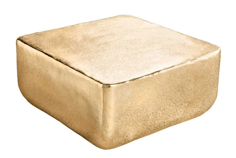 Riess-Ambiente Goldene Möbel|Couchtische & Truhen > Design Couchtisch UNIT 70cm gold Metall Hammerschlag handmade