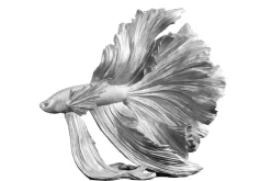 Riess-Ambiente Dekoration > Design Deko Figur Kampffisch CROWNTAIL 35cm silber Betta Fisch Skulptur