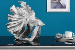 Riess-Ambiente Dekoration > Design Deko Figur Kampffisch CROWNTAIL 35cm silber Betta Fisch Skulptur