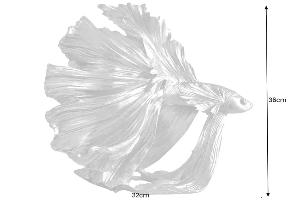 Riess-Ambiente Dekoration > Design Deko Figur Kampffisch CROWNTAIL 35cm silber Betta Fisch Skulptur
