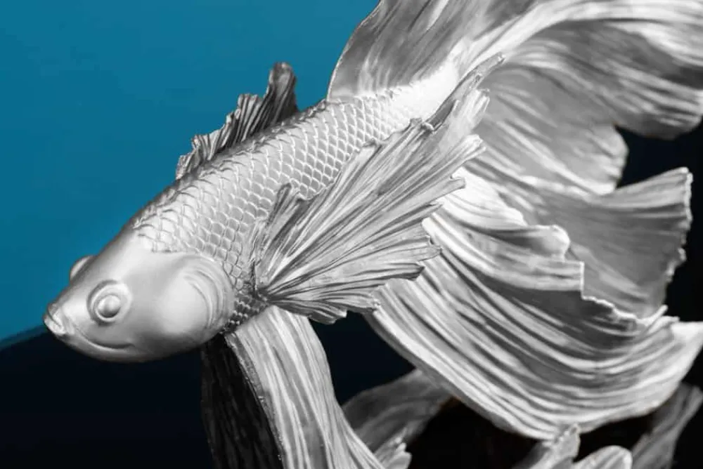 Riess-Ambiente Dekoration > Design Deko Figur Kampffisch CROWNTAIL 35cm silber Betta Fisch Skulptur