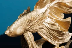 Riess-Ambiente Dekoration|Goldene Möbel > Design Deko Figur Kampffisch CROWNTAIL 35cm gold Betta Fisch Skulptur