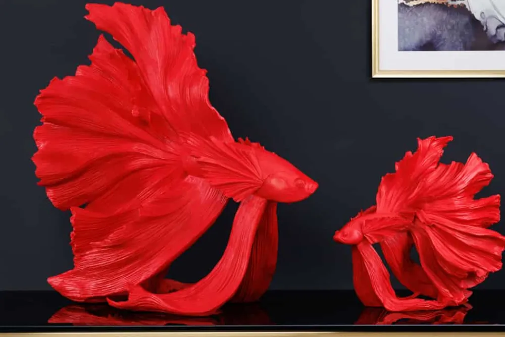 Riess-Ambiente Dekoration > Design Deko Figur Kampffisch CROWNTAIL 65cm rot Betta Fisch Skulptur