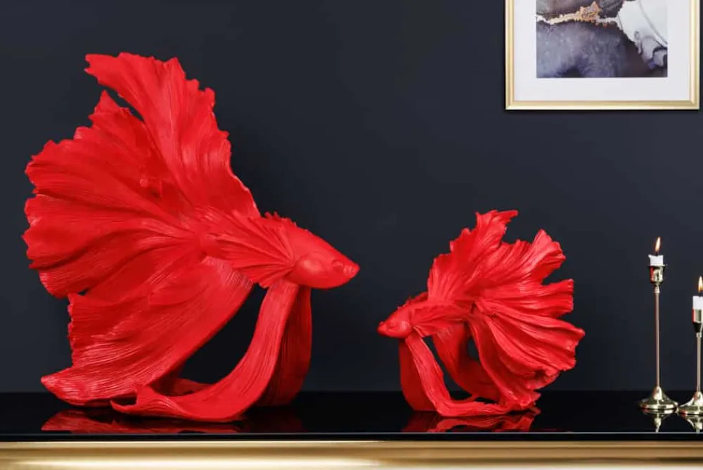 Riess-Ambiente Dekoration > Design Deko Figur Kampffisch CROWNTAIL 65cm rot Betta Fisch Skulptur