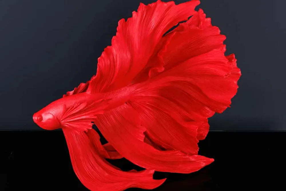 Riess-Ambiente Dekoration > Design Deko Figur Kampffisch CROWNTAIL 65cm rot Betta Fisch Skulptur