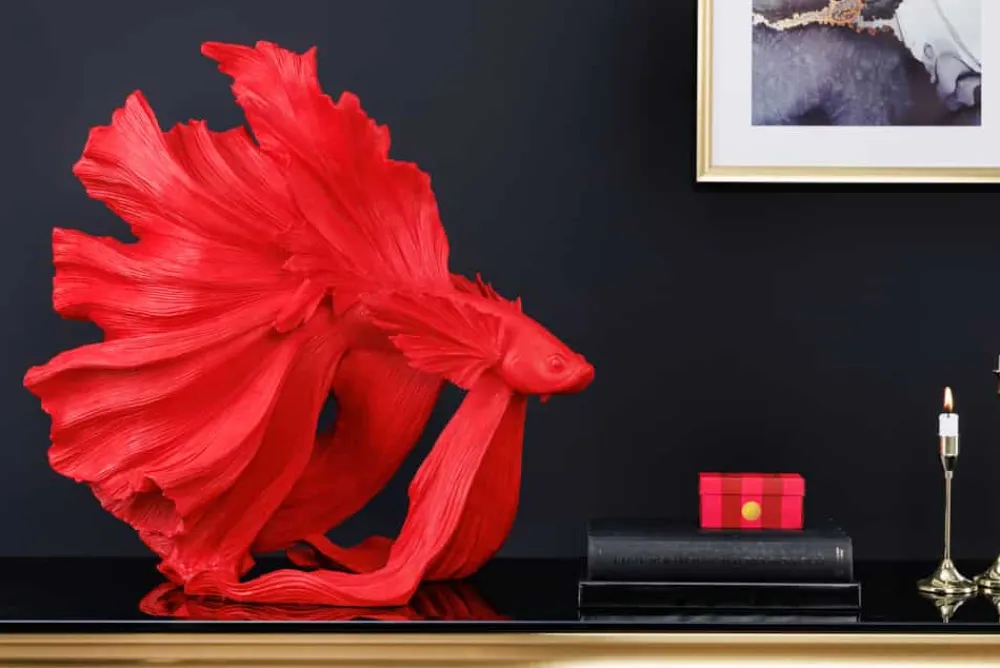 Riess-Ambiente Dekoration > Design Deko Figur Kampffisch CROWNTAIL 65cm rot Betta Fisch Skulptur