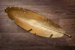 Riess-Ambiente Goldene Möbel|Schalen > Design Deko Schale GOLD LEAF 65cm gold Blatt Design Metall Handarbeit