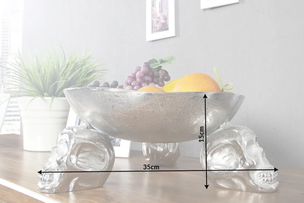 Riess-Ambiente Schalen > Design Deko-Schale SKULL 35cm silber Aluminium Totenkopf
