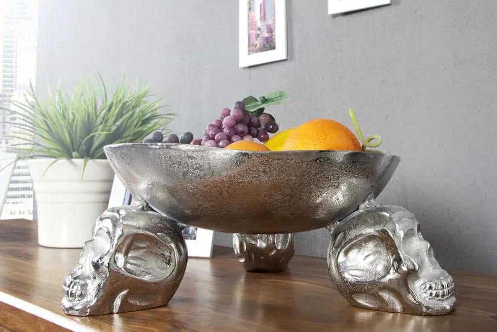 Riess-Ambiente Schalen > Design Deko-Schale SKULL 35cm silber Aluminium Totenkopf