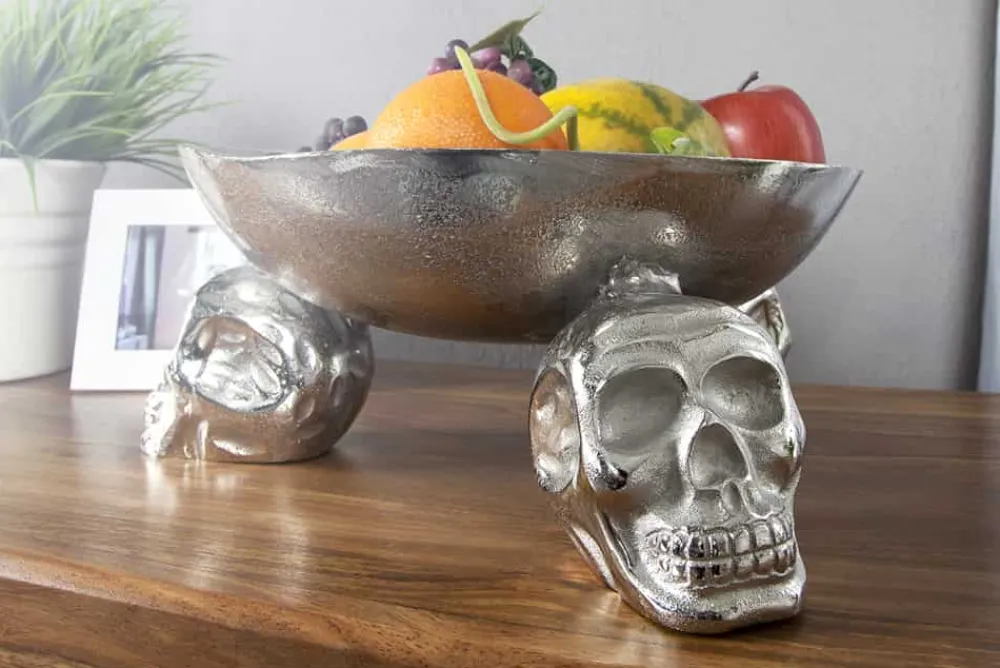 Riess-Ambiente Schalen > Design Deko-Schale SKULL 35cm silber Aluminium Totenkopf