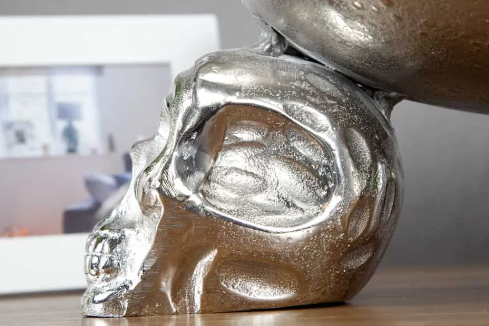 Riess-Ambiente Schalen > Design Deko-Schale SKULL 35cm silber Aluminium Totenkopf