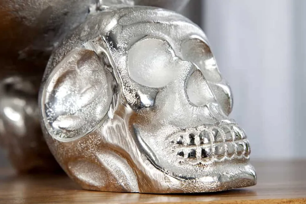 Riess-Ambiente Schalen > Design Deko-Schale SKULL 35cm silber Aluminium Totenkopf