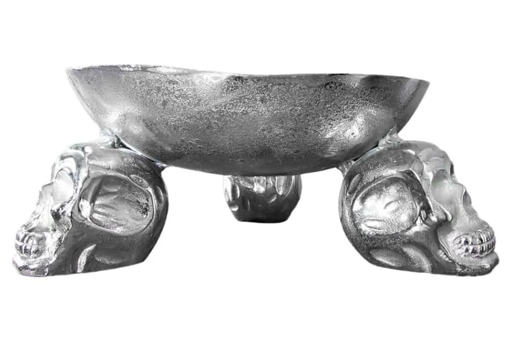 Riess-Ambiente Schalen > Design Deko-Schale SKULL 35cm silber Aluminium Totenkopf
