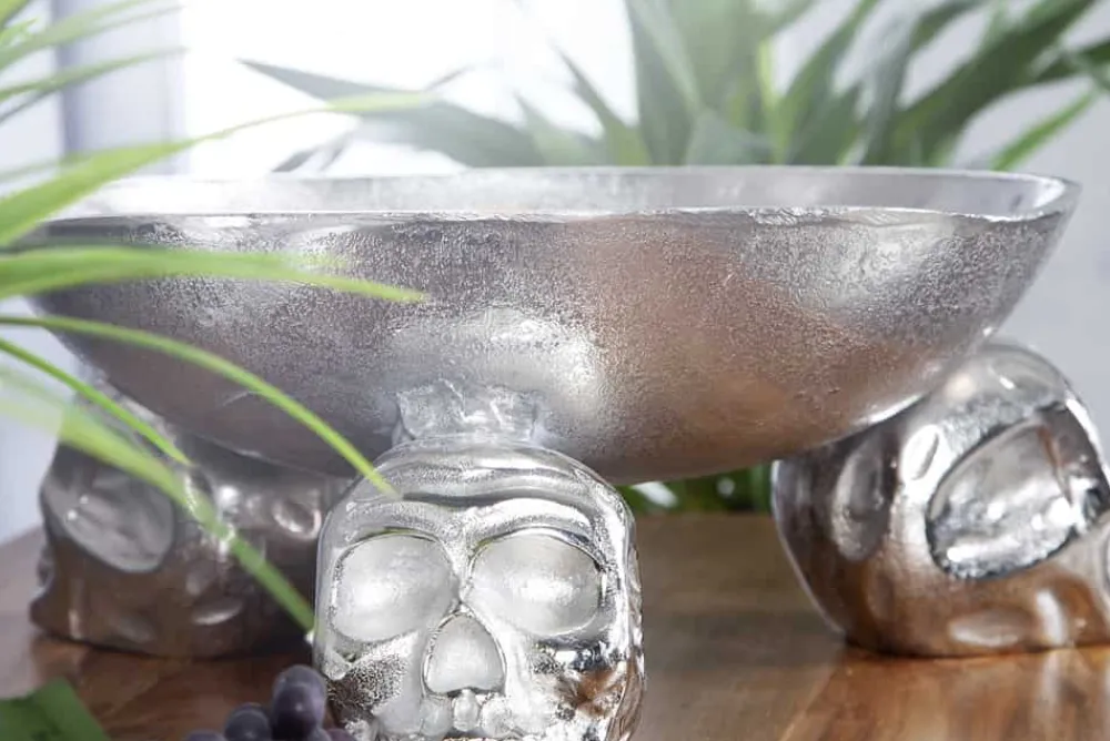 Riess-Ambiente Schalen > Design Deko-Schale SKULL 35cm silber Aluminium Totenkopf