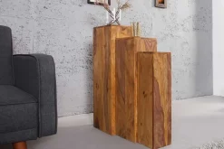 Riess-Ambiente Mehr...|Mehr... > Design Deko Säule 3er Set MAKASSAR 80cm braun Sheesham stone finish Handarbeit