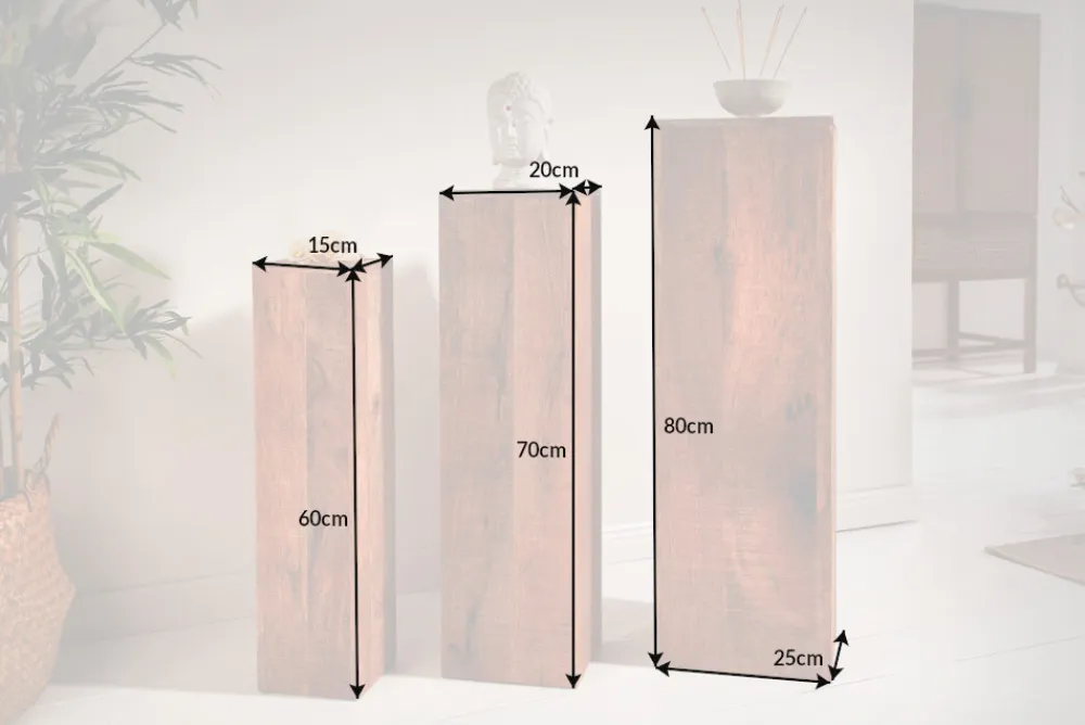 Riess-Ambiente Mehr...|Mehr... > Design Deko Säule 3er Set MAKASSAR 80cm Mangoholz Handarbeit