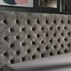 Riess-Ambiente Polsterbetten|Samt Möbel > Design Doppelbett PARIS 160x200cm grau Samt Chesterfield Polsterbett