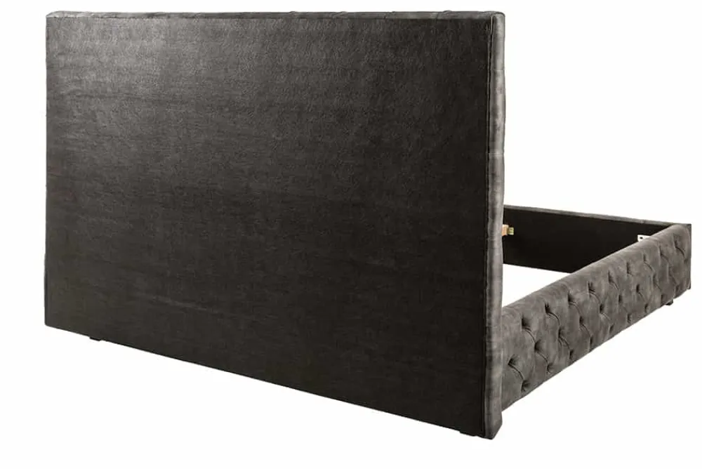 Riess-Ambiente Polsterbetten|Samt Möbel > Design Doppelbett PARIS 160x200cm grau Samt Chesterfield Polsterbett