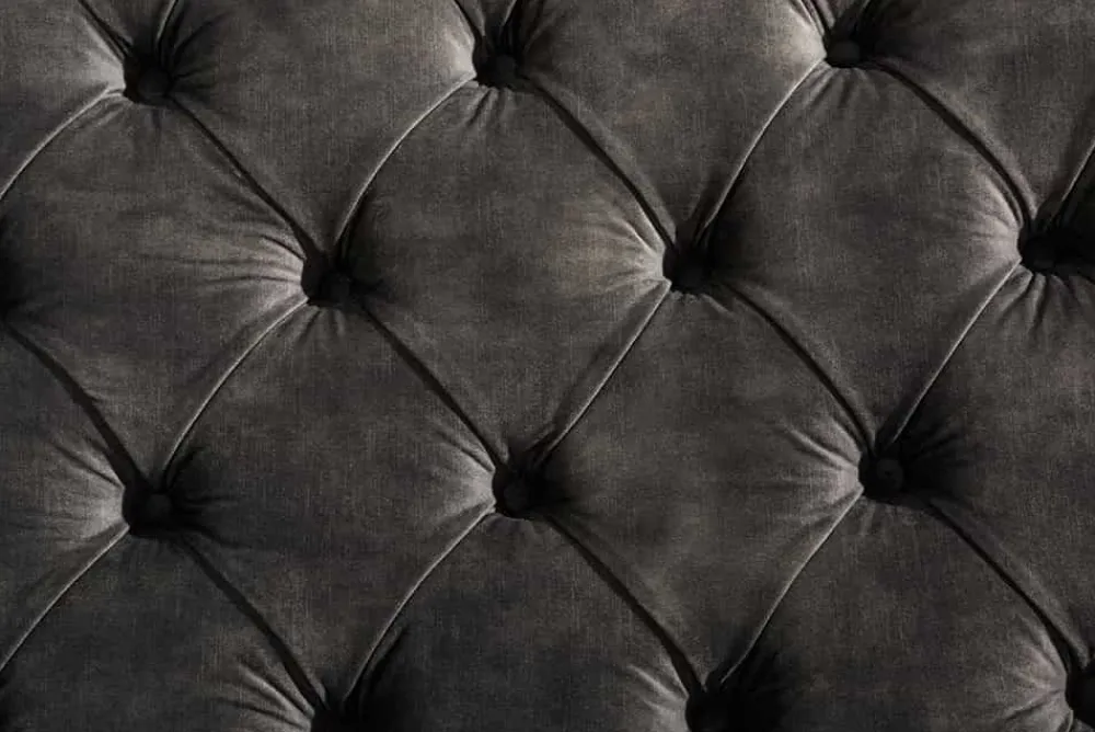 Riess-Ambiente Polsterbetten|Samt Möbel > Design Doppelbett PARIS 160x200cm grau Samt Chesterfield Polsterbett