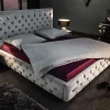 Riess-Ambiente Polsterbetten|Samt Möbel > Design Doppelbett PARIS 180x200cm silber grau Samt Chesterfield