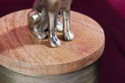 Riess-Ambiente Dekoration > Design Dose PANTHER 20cm gold natur Mangoholz Panther-Figur Metall Dekoration