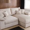 Riess-Ambiente Skandinavisch|Ecksofa > Design Ecksofa ATMOSPHERE XL 245cm champagner beige Cord Federkern inkl. Kissen