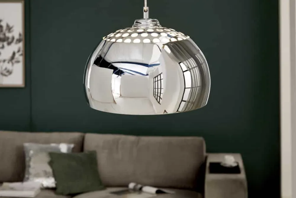Riess-Ambiente Hängelampen|Retro Möbel > Designer Hängelampe CHROME BALL 32cm chrom Pendelleuchte Modern Design