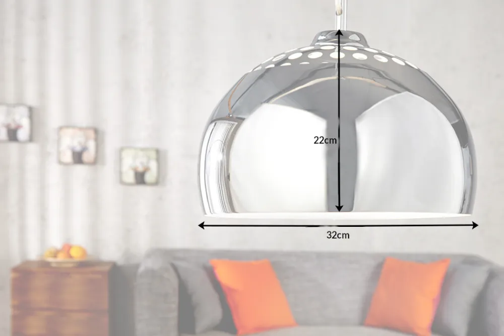 Riess-Ambiente Hängelampen|Retro Möbel > Designer Hängelampe CHROME BALL 32cm chrom Pendelleuchte Modern Design