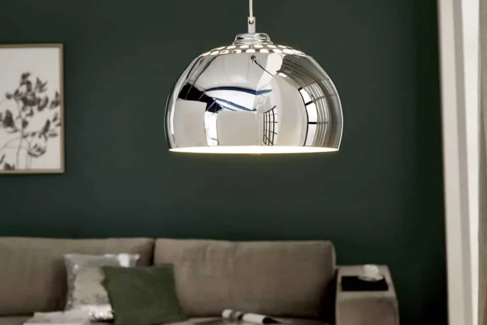 Riess-Ambiente Hängelampen|Retro Möbel > Designer Hängelampe CHROME BALL 32cm chrom Pendelleuchte Modern Design